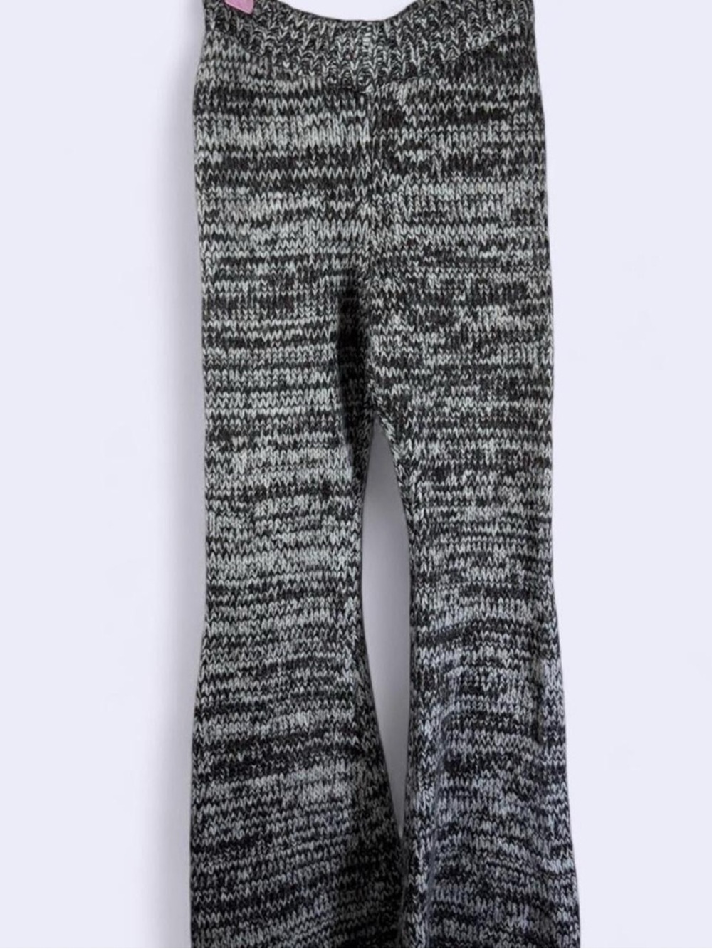 Zara Knit Flare Pants Marled Black White Cozy Boho Kids 8-9